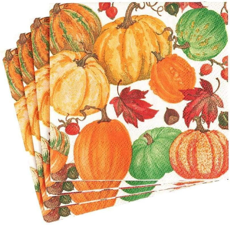 Caspari Luncheon Napkin - White Pumpkin Field (20 Pack)