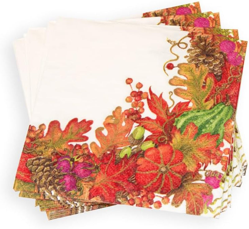 Caspari Napkin - Harvest Garland White (20 Pack)