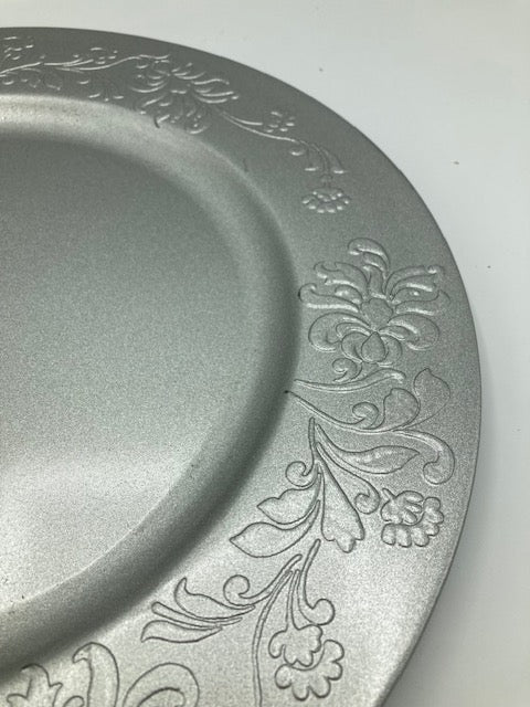 Large Silver Plastic Decorative Christmas Charger Plate