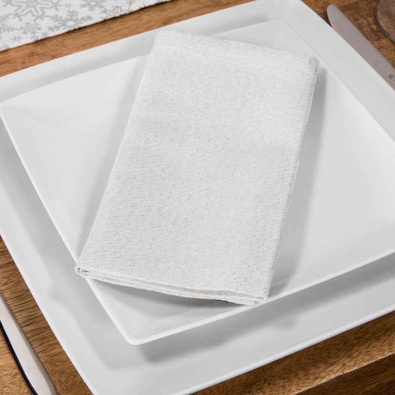 Set of 4 Silver Glittered Lurex Napkins