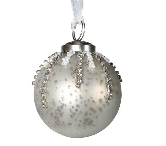 Silver Jewelled Beaded Bauble