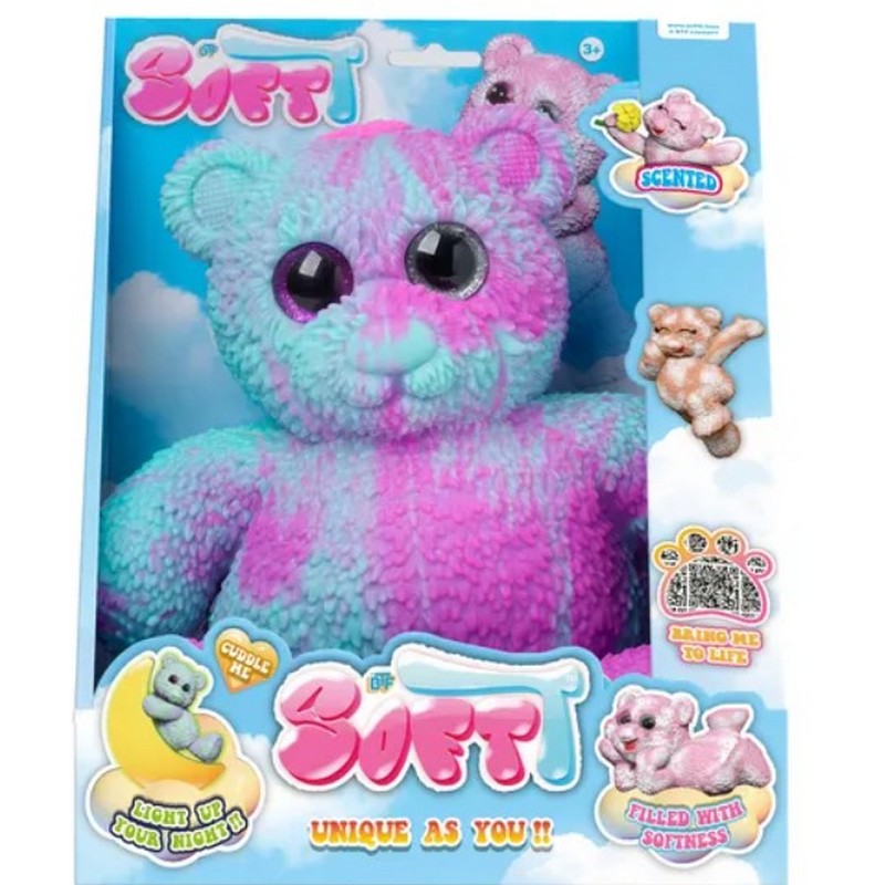 BTF SoftT 24cm Scented Glow In The Dark Bear - Pink & Aqua