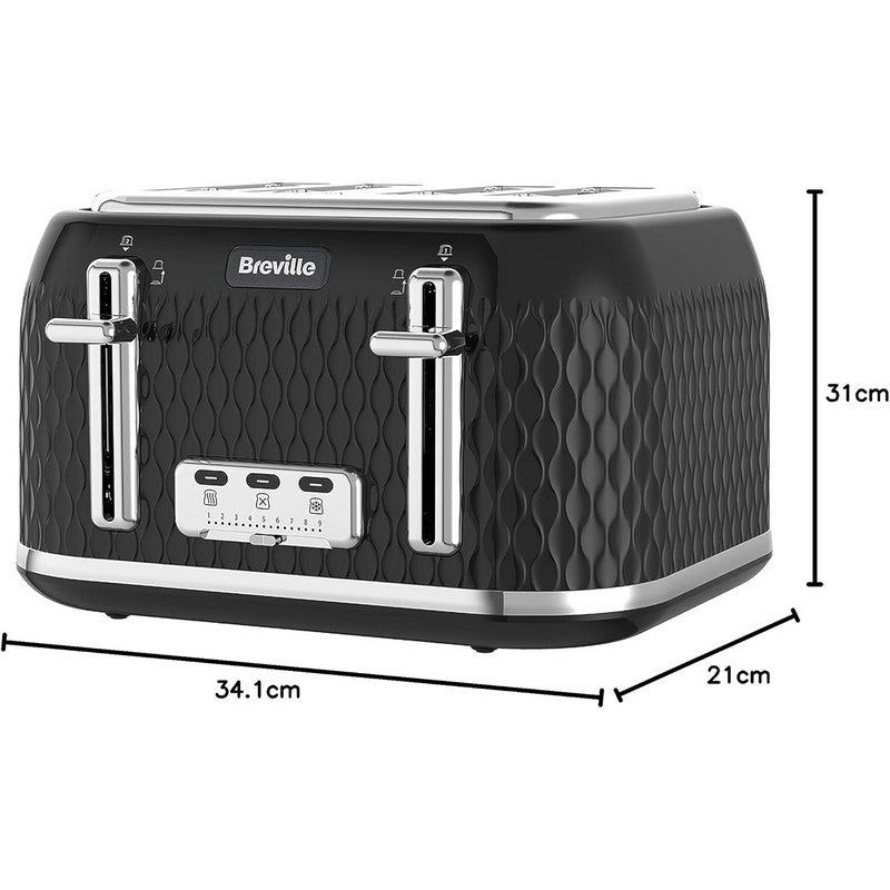 Breville Curve 1.7 Litre Kettle and 4 Slice Toaster - Black & Chrome (Sold Seperatley)