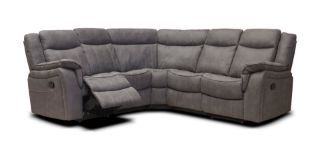 Brooklyn Fabric Reclining Sofa Range - Charcoal / Hazel / Denim