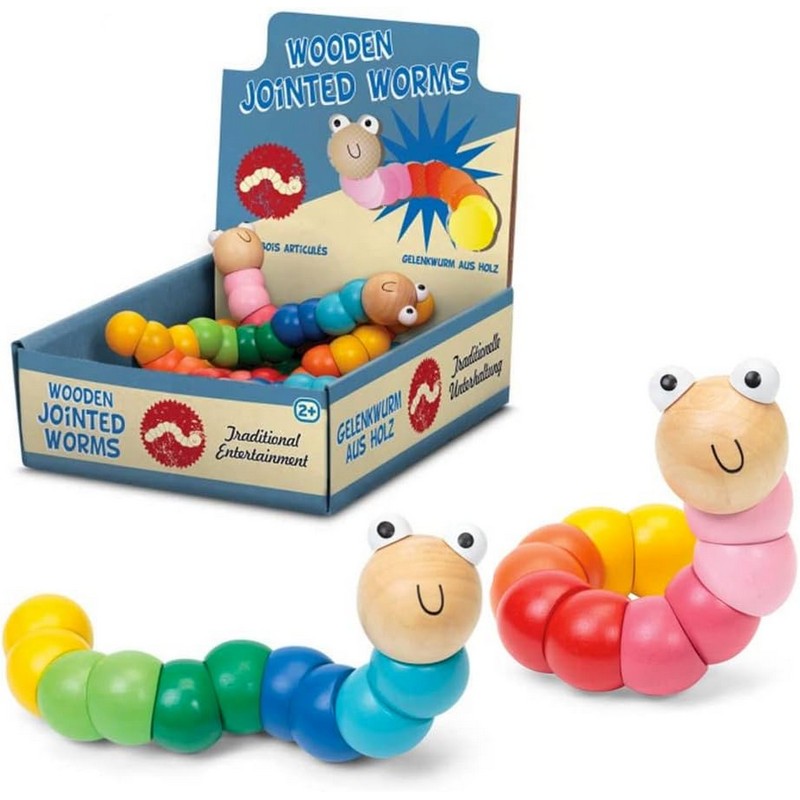 Colourful Wooden Jointed Worm With Flexible Parts (One Sent at Random)