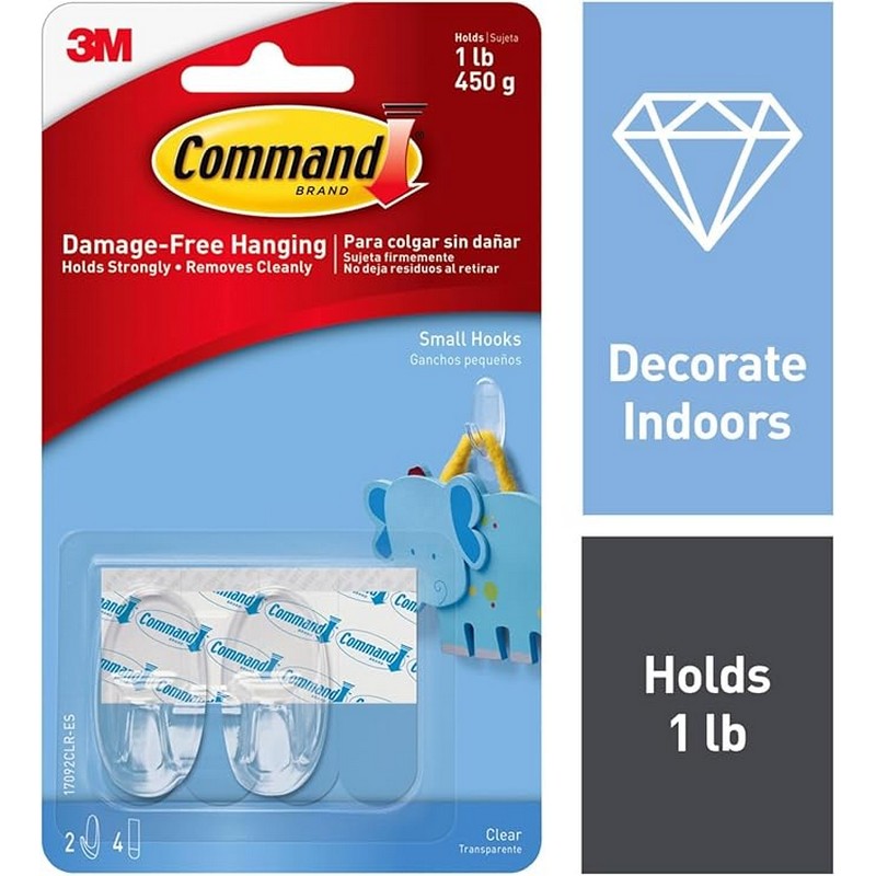 Command Small Clear Designer Picture Hooks 2 Pack 450G 1Lb