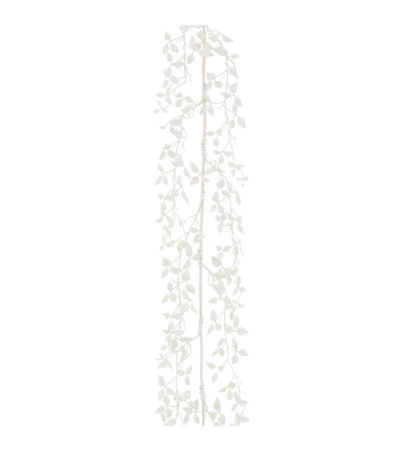 White Glitter Leaf Garland - 150cm