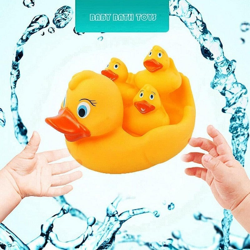 Kandy Toys Bath Time Yellow Floating Rubber Duck Family - 4 Pack