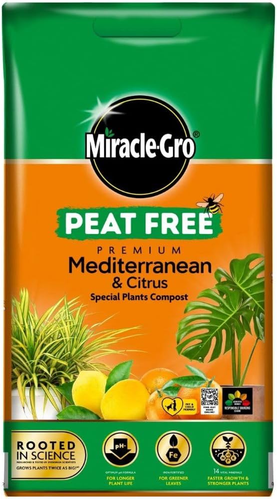 Miracle-Gro Peat-Free Premium Mediterranean & Citrus Plant Compost - 10 Litre