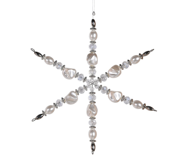 Silver And Faux Pearl Snowflake