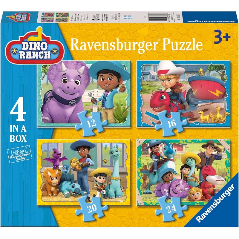 Ravensburger Puzzle Dino Ranch Dino Ranchers, Go! 4 In A Box 12 / 16 / 20 / 24 Piece