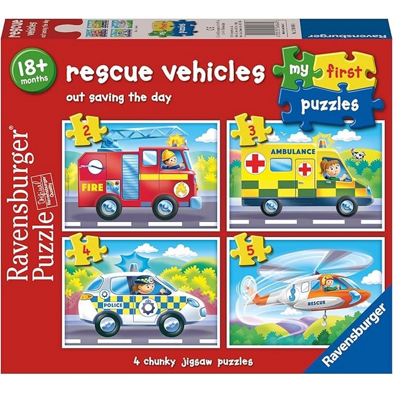 Ravensburger Rescue Vehicles, My First Puzzles (2,3,4,5) Piece Jigsaws