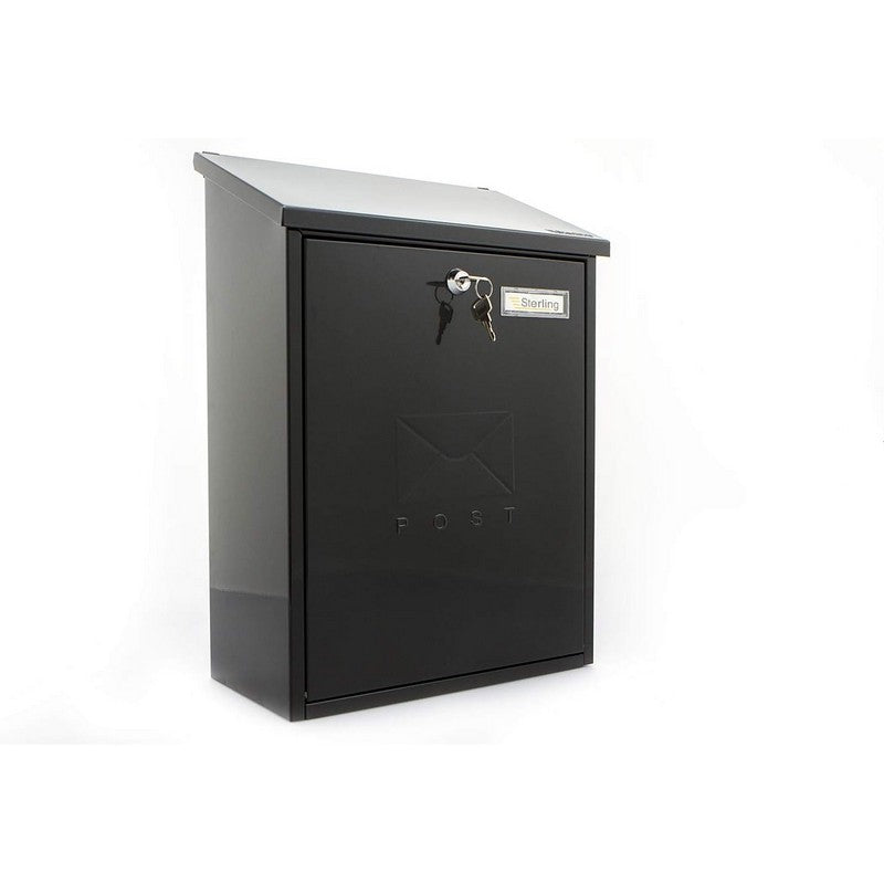 Sterling Burg Wachter Grand Postbox Galvanised Steel Black 33x45x15cm