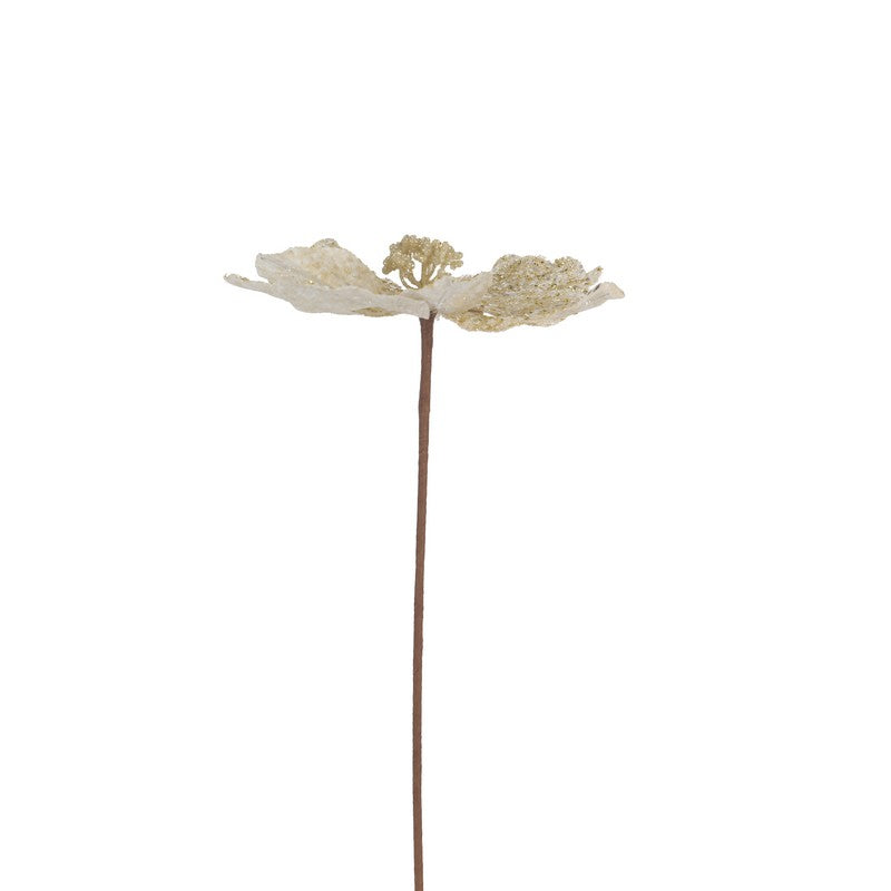 Ivory Glitter Flower Stem 50x25cm