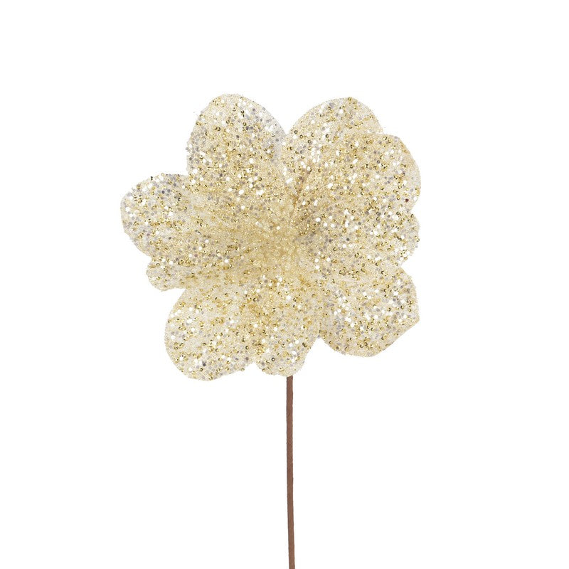 Ivory Glitter Flower Stem 50x25cm