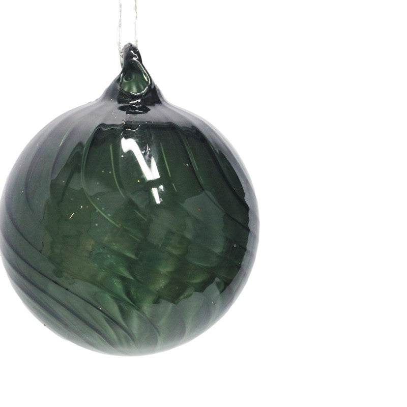 Dark Green Glass Bauble 10cm