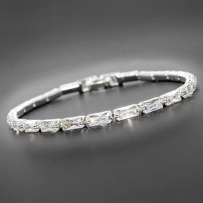 All That Bling Baguette Silver Plated Tennis Bracelet -