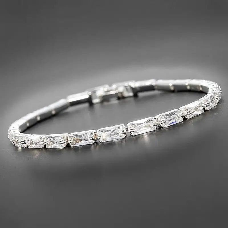 All That Bling Baguette Silver Plated Tennis Bracelet -