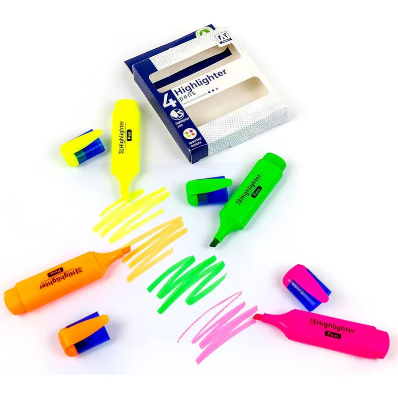 Anker Stationery Highlighter Pens - Assorted Colours 4pk