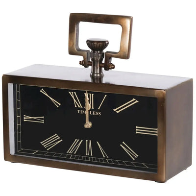 Antique Brass Rectangular Clock 31X12X27cm - Mantel Clock