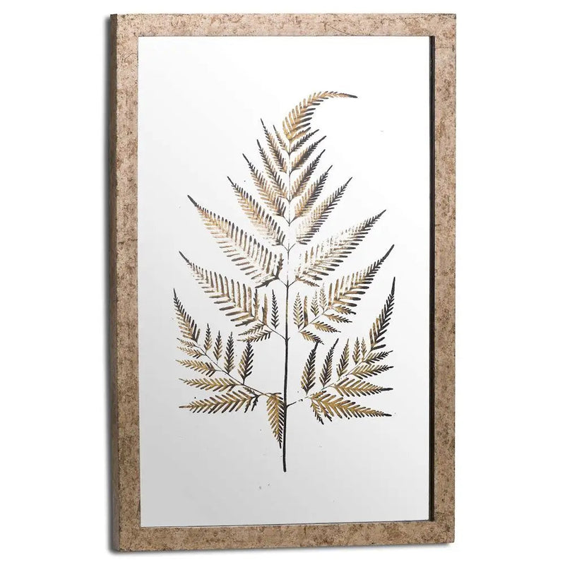 A/Q Metallic Brass Mirrored Fern Wall Art 40 x 60cm -