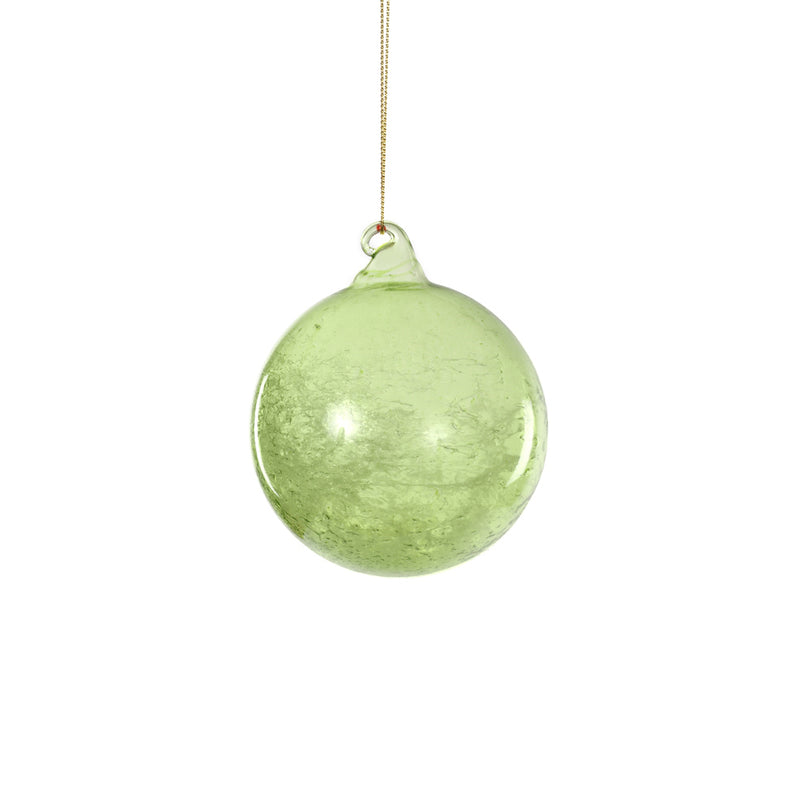 Lime Green Crackle Glass Bauble 8cm