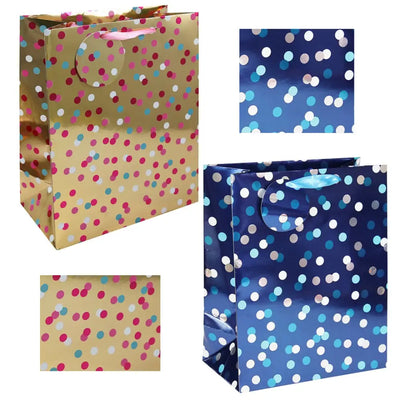 Blue & Pink Spots Gift Bags - Available in Medium Large