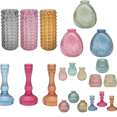 Bright Glass Range - Including Vases Candle Sticks Tealight