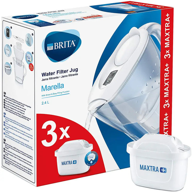 Brita Marella Water Filter Jug + 3 Maxtra+ Filters - 2.4