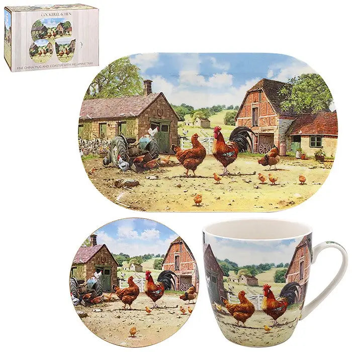 Cockerel & Hen Range - Mugs Coasters Trays and more