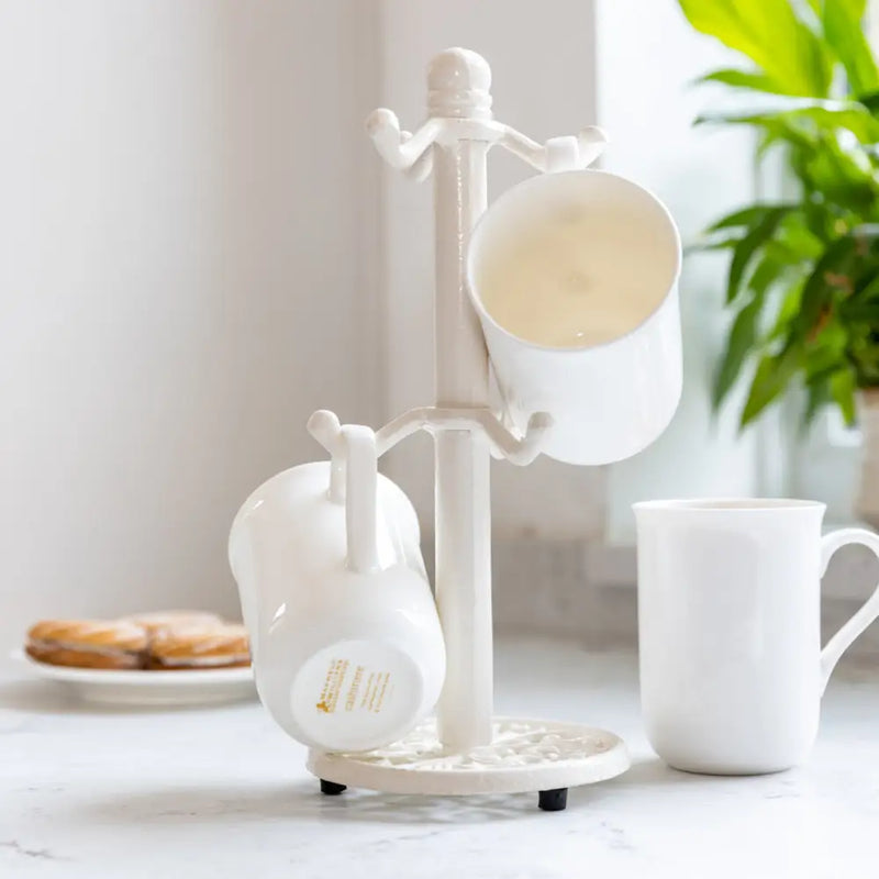 Cream Cast Iron Mug Tree - Kitchenware