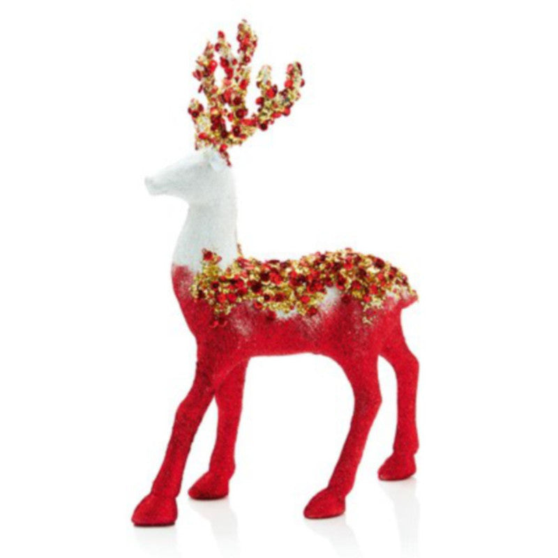 Red Two Tone Beaded Reindeer - 30x20cm