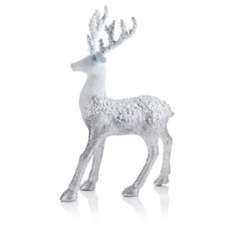 Silver Two Tone Beaded Reindeer - 30x20cm