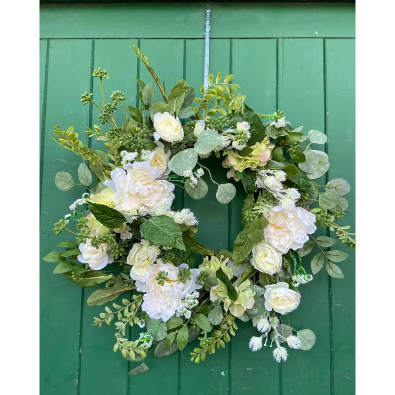 Enchante Cream Peony Wreath 60cm - Wreaths & Garlands