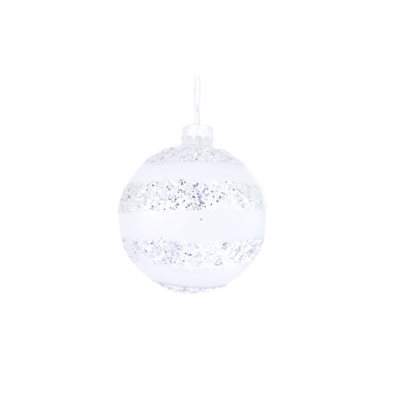 Glass Silver And Grey Bauble 8cm