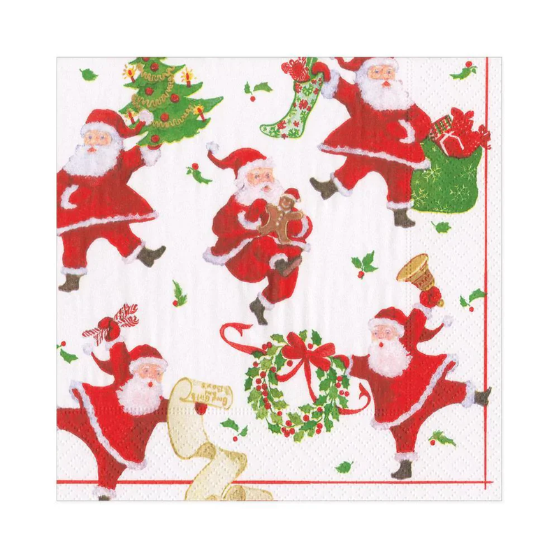 Caspari  Napkin - Dancing Santas (20 Pack)