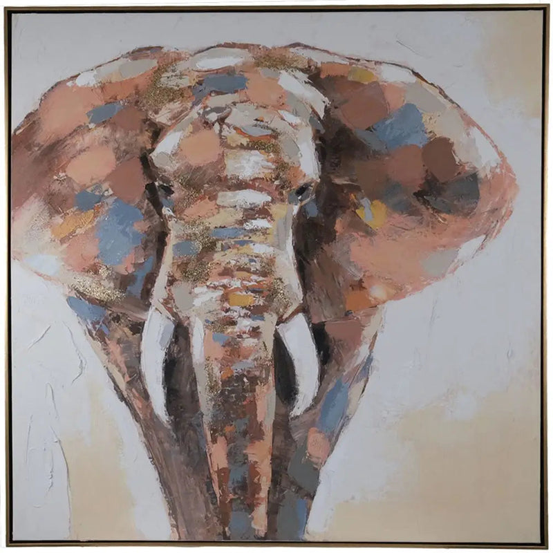 Framed Elephant Wall Art 90 x 90cm - Homeware