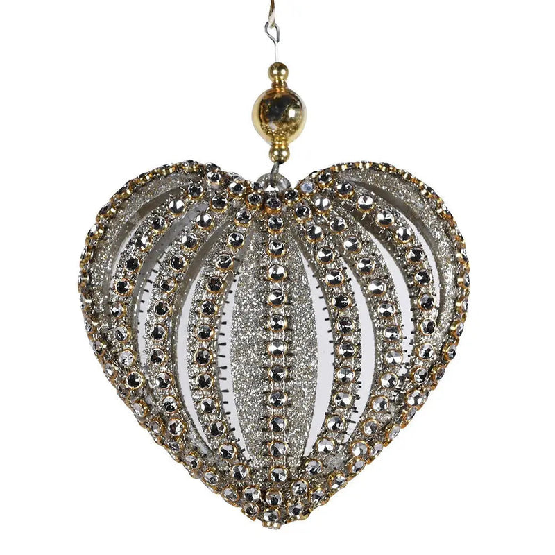 Gold Glitter Heart Bauble - Seasonal & Holiday Decorations