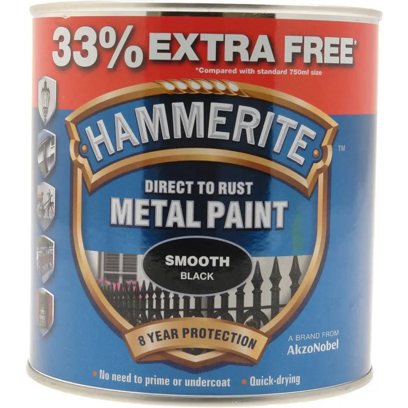 Hammerite Direct To Rust Metal Paint Smooth 1 Litre (750ml