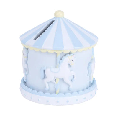 Hello Baby Carousel Money Box 11cm -Blue - Giftware