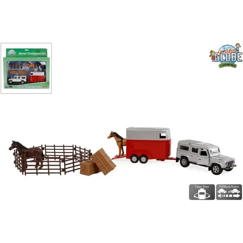 Kids Globe Farming Land Rover With Horse Trailer