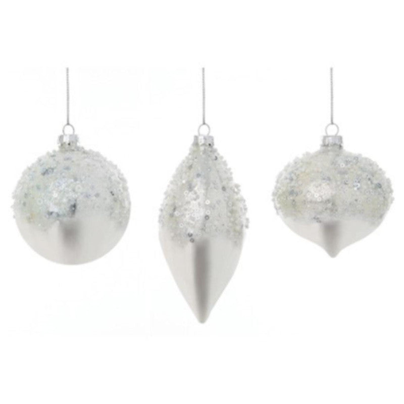 80-110mm Silver-White Glitter Ball Onion Drop (3 Assorted designs, 1 Sent)