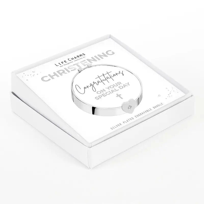 Life Charm Christening Bangle With Heart - Bracelets