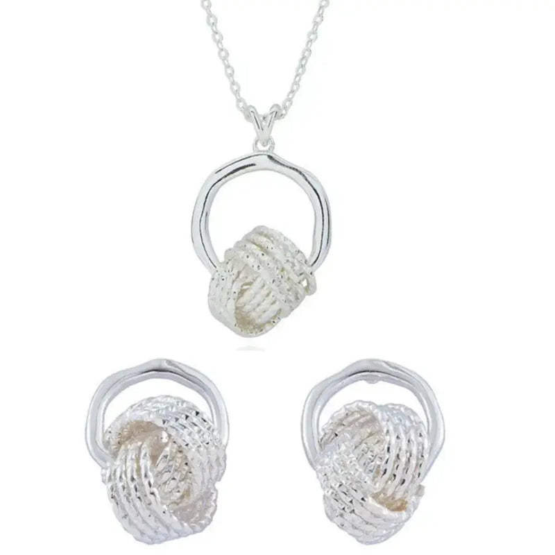 Love Knot Silver Plated Knots Circle Jewellery - Necklace &