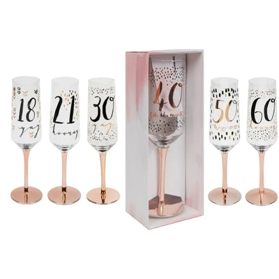 Luxe Birthday Flute - Prosecco Glasses with Various Ages