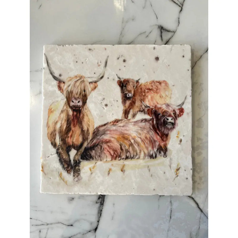 Marble Small Trivet 20 x 20cm - Family Portrait