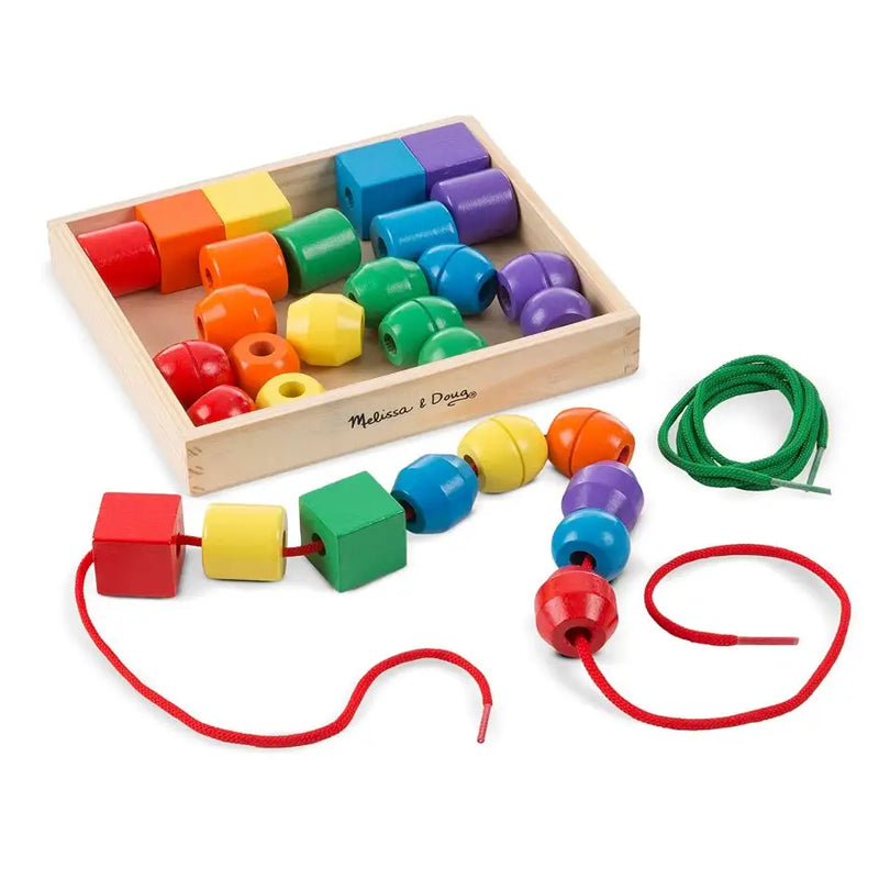 Melissa & Doug Wooden Primary Lacing Beads - Toys & Games