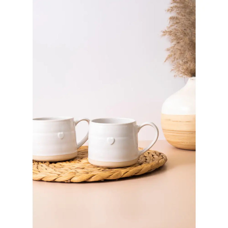 Mikasa Farmhouse Heart Stoneware Mugs Set of 2 380ml White