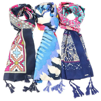 Modern Print Scarf Wrap With Tassels (3 Colours - ONLY 1