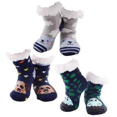 Nuzzles Boys Animals Sherpa Socks (1 Supplied) - Giftware